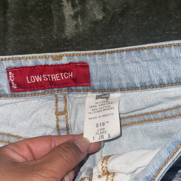 Levi's 519 Low Stretch Flare Jeans Women's 1 JR-S Blue Denim Pockets Medium Wash - Picture 9 of 10